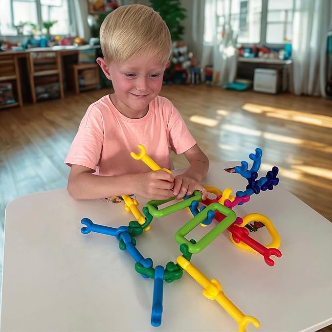 Click &amp Create Builder Set (80 pcs) - STEM Educational Interlocking Building Blocks for Kids Ages 2-7 Creative Construction Toy for Boys &amp Girls Colorful Fine Motor Skills Toy