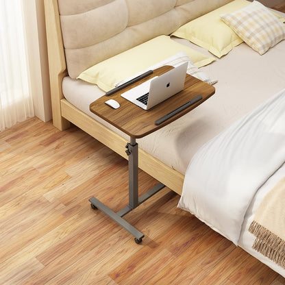 Laptop Table Mobile Adjustable Height Portable Desk Notebook Swivel PC Computer Rolling Desk with Wheels, Laptop Stand for Couch Bedside Hospital Bed Table