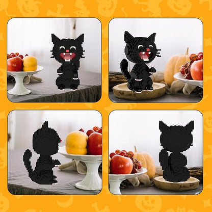 Larcele Micro Building Blocks Set DIY Mini Building Toy Bricks for Age Over 12 Years 1188 Pieces KLJM-05 (Black Cat 2)