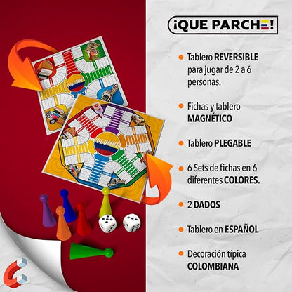PARQUES MAGNÉTICO Colombiano para 2 a 6 Jugadores Colombian Parques Board Game Parcheesi Board Game Juegos De Mesa para Adultos Productos Colombianos Colombia