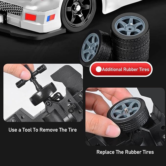 RC Drift Car 1:16 Scale AE86 Model RC Drift Car 4WD 18KM/h High Speed Remote Control Cars with LED Lights Spray Drifting Tires Sport Racing On-Road Vehicle for Teens Adults