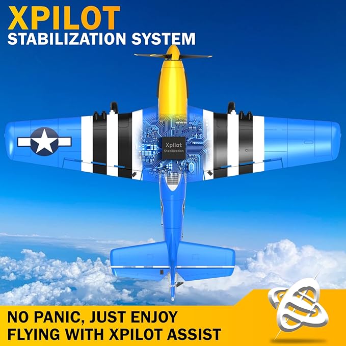 LEAMBE 4 Channel RC Plane Ready to Fly Aerobatic Aircraft Easy Control for Beginners P51 Mustang RC Airplane for Adults Blue