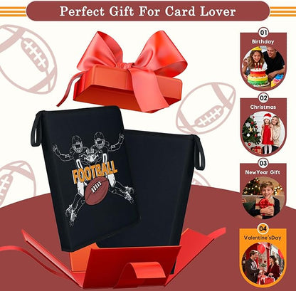 Football Card Binder 900-Card Trading Card Binder with 50 Removable Sleeves 9-Pocket Sports Card Binder 3-Ring Design Football Card Holder for Collectors
