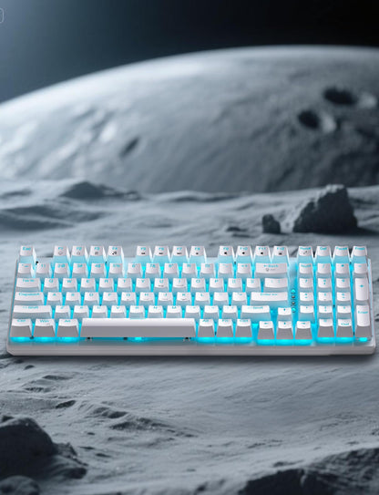 Mechanical Gaming Keyboard and Mouse, 98 Keys LED Backlit Keyboard with Floating Keycap, Ergonomic RGB Gaming Mouse with Mouse Pad Combo, Full Anti-Ghost Wired Keyboard for PC Laptop Gamer, White