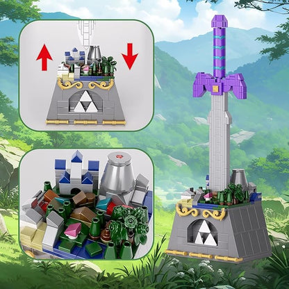 The Master Sword Building Kit with Link Action Figures Building Set BOTW 2 in1 Micro Hyrule Building Blocks Set Birthday Party Decorations Supplies Gifts for Fans Kids Adults