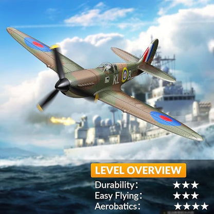 RC Plane Spitfire Fighter 2.4Ghz 4CH Remote Control Aircraft Ready to Fly for Adults Airplane Radio Controlled Plane with Xpilot Stabilization System 761-12