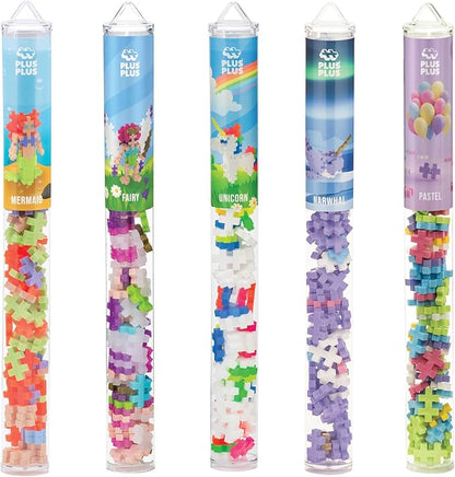 PLUS PLUS Building Block Playset Kit Themed Figures 3D Puzzle Fun Stem Toys for Kids 350 Mini Interlocking Pieces - 5 Tube Bundle Fantasy