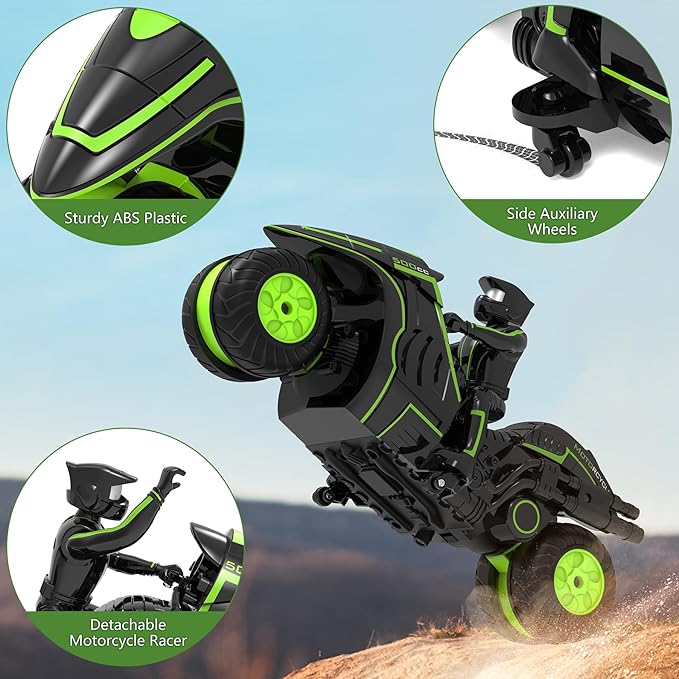 Eulogia Remote Control Motorcycle 360° Spinning Wheel RC Stunt Motocross Toys High Speed Riding Model with Rechargeable Battery Drift Motorbikes for Kids Gift for Boys &amp Girls Ages 5+