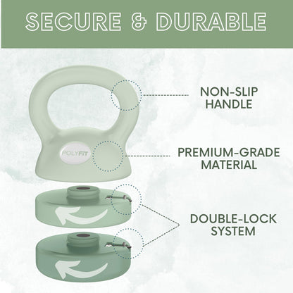 Polyfit Adjustable Kettlebell | 5 lb - 12 lb | Kettlebell Weights Set for Home Gym (GREEN)