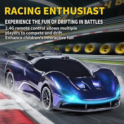 1:20 Scale Remote Control Drift Car 4WD 2.4GHz Racing Sport Toy RC Car with LED Lights Racing and Drift Wheels (Blue)