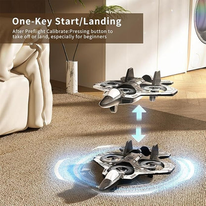 XOS Remote Control Foam Airplane Drone RC Stunt Plane RC Fighter Jet with LED Light 360° Flip 9 Functions for Kids Adults Boys Gifts
