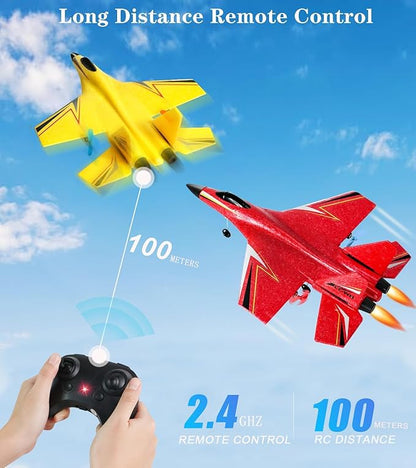 Remote Control Airplane for Ages 14 Years 2 Channels Foam RC Planes Jet Wireless ToyHobby RC Glider Aircraft for Beginners Teen Adult Yellow