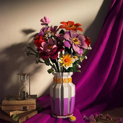 2 in 1 Vase Flowers Bouquet Building Set 16 Flowers Bouquet Sets for Adults &amp Women Compatible with Lego Flowers Bouquet Valentine's Day Gift for Her Girlfriend Wife 1278 PCS