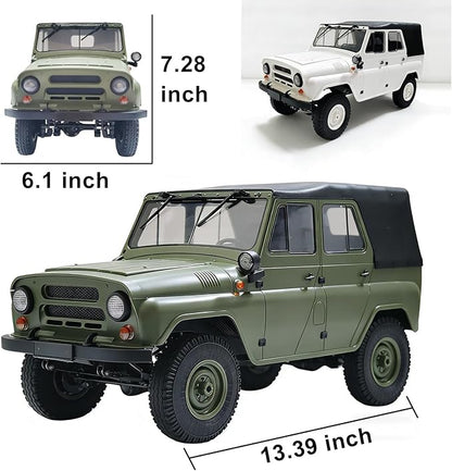 YUCT WPL C94 RC Crawler - 4x4 1/12 Military RC Truck 2.4GhZ Off-Road Vehicle with Two Batteries &amp Metal Drive Shaft (Green)