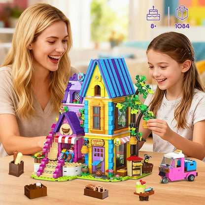 HOGOKIDS Beekeeping &amp Bakery House Building Toy with LED Light - 1084PCS Friends Girls Baking Building Set with Honey Workshop Pretend Play Birthday for Kid Girls Boys Ages 8-12+ Years