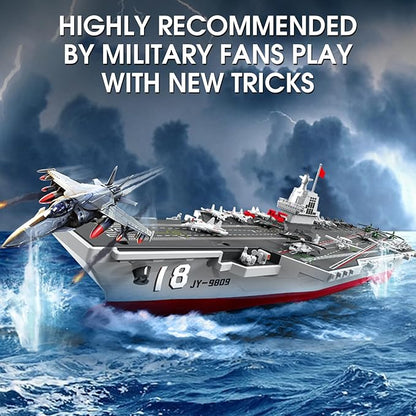 GoolRC RC Boats RC Warship Military Battleship 20KPH High Speed Remote Control Boat for Pools and Lakes 2.4GHz DIY Naval Forces Aircraft Carrier Model Kit with 2 Rechargeable Batteries