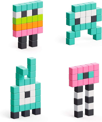 PIXIO Mini Monsters - Tiny Magnetic Blocks Building Toy in The Pixel Art Style with Free App - 5/16 Plastic Cubes with 6 Magnets Inside - Open Ended Toy - Creativity Toy for Ages 6+