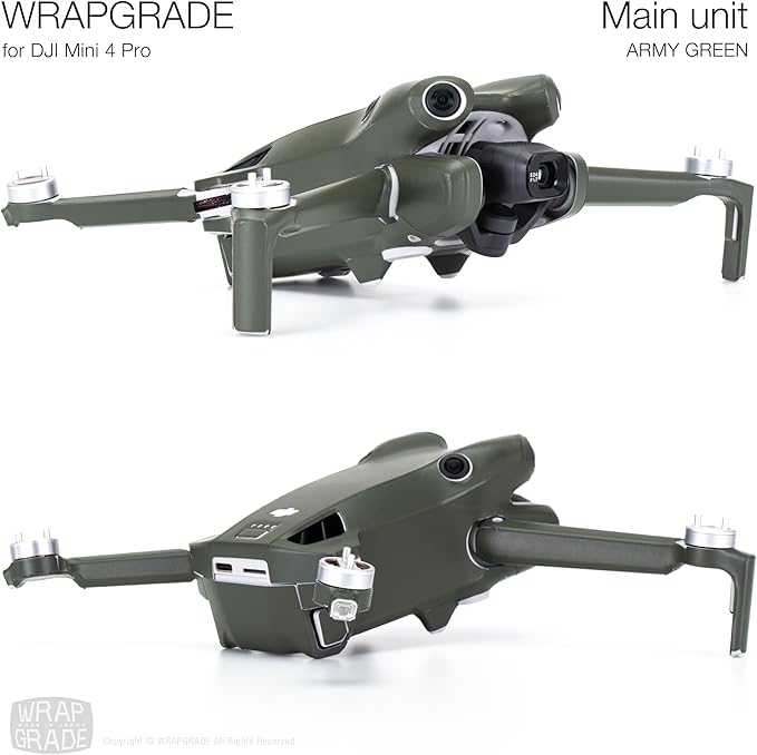 WRAPGRADE Skin Stickers Compatible with DJI Mini 4 Pro | Full Wrap (Army Green)