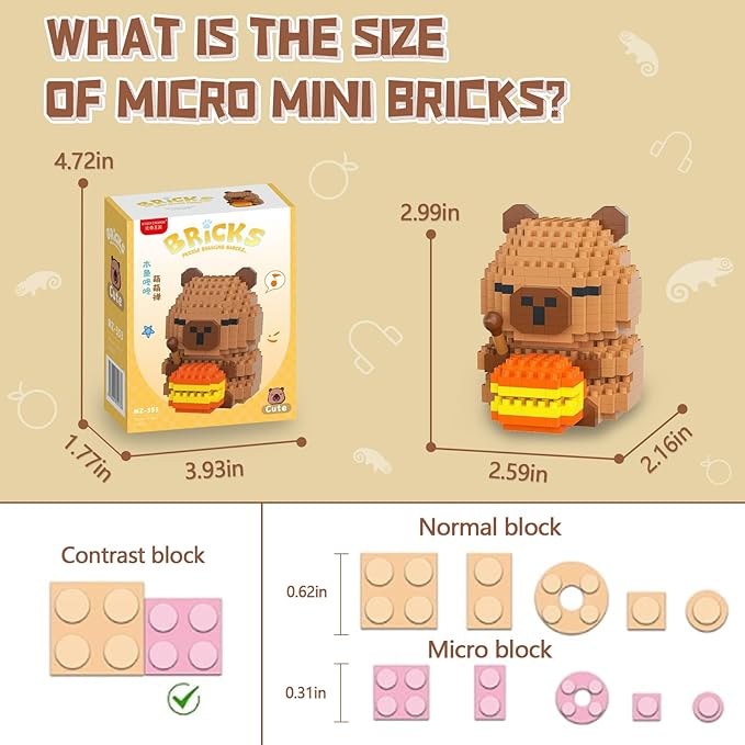 HIGH GODO Capybara Easter Party Favors Building Set 2120PCS Cute Capybara for Goodie Bag Stuffers Party Favors Birthday Easter Gifts for Adult Teens 14+ (Not Compatible with Major Brand)