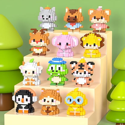 12 Pack Animals Building Block SetsMicro Mini Animals Party Favors for Kids Birthday Gift for Boy Girl(1691 Pieces)