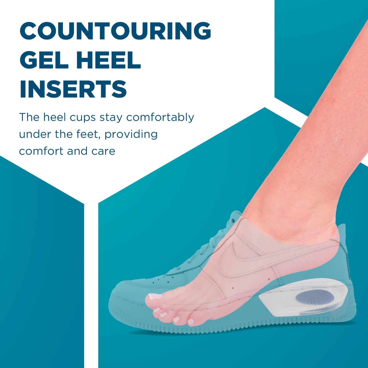 Heel Cups for Achilles Tendonitis & Plantar Fasciitis - 2 Pack Gel Shoe Inserts for Heel Pain Relief, Arch Support, for Women & Men