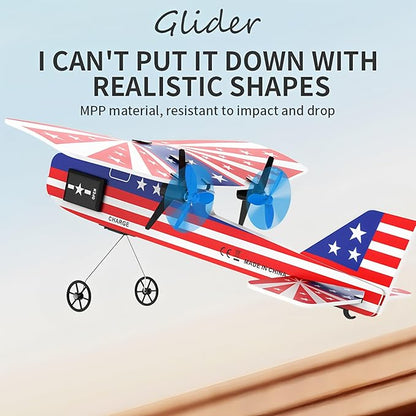 Remote Control Airplane Glider for Kids &amp Adults - 2.4GHz Long Range Auto-Balancing &amp Durable MPP Material RC Glider Plane - Easy to Fly Beginner-Friendly Outdoor Flying Toy Gift