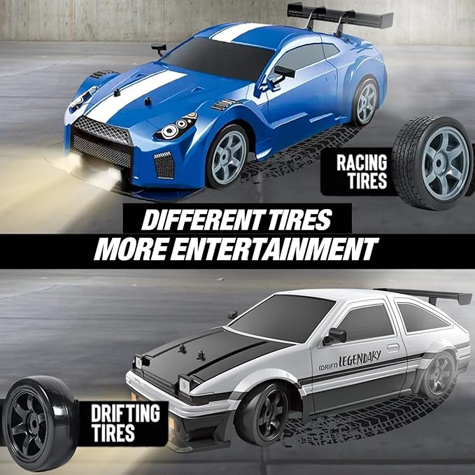 Liberty Imports RC Drift Car 1/16 2.4GHz 4WD Remote Control Sport Racing On-Road Vehicle with LED Light Batteries and Drift Tires (Silver)