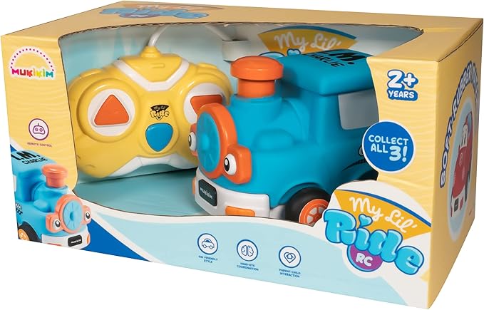 MUKIKIM My Little Ride - Charlie The Train. Your Child's First Remote Control Car. Safe &amp Durable for Ages 2+ Toddlers/Young Kids. Cartoon RC Car with Disassemble Soft Shell &amp Crash-Resistant