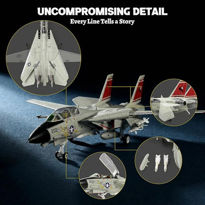 F-14A Tomcat 1/72 Metal Airplane Model Kits with Stand VFA-31 Tomcatters DieCast Alloy Fighter Model Jet Replica Pre-Build Military Aircraft Collection for Display or Gift