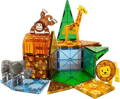 MAGNA-TILES Safari Animals 25-Piece Magnetic Construction Set The ORIGINAL Magnetic Building Brand