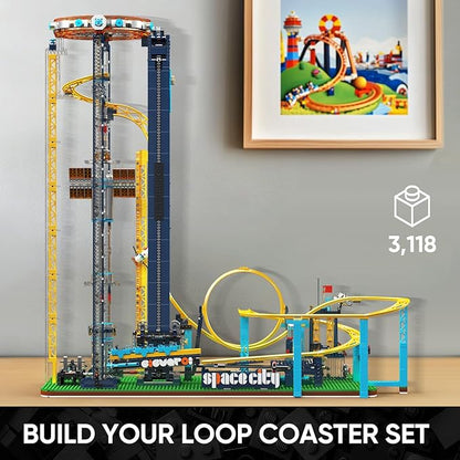 Mould King 11031 Loop Coaster Set Space Elevator Roller Coaster Building Sets Space Amusement Park Funfair Track with Train Idea Gift