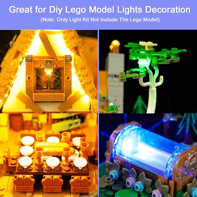 Upgraded Led Light Kit for Lego Snow White and The Seven Dwarfs' Cottage Building Set Remote Control Version Compatible with Lego 43242 (Model Not Included)