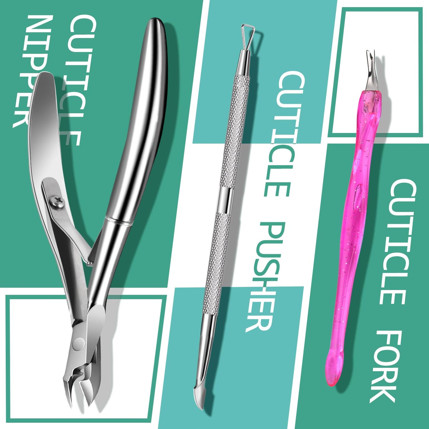 TsMADDTs Manicure Tools Kit Nail Care Kit with 3PCS Files, 2PCS Buffer Blocks, 2PCS Polishing Buffers, Cuticle Nipper, Pusher and Cuticle Oil