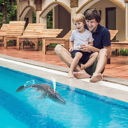 Remote Control Dinosaur Toys for Kids 3 4 5 6 7 Mosasaurus Diving Toys RC Boat with Light and Spray Water for Swimming Pool Lake Bathroom Ocean Protector Bath Toys
