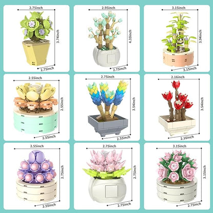 JMBricklayer Flowers Succulents Botanical Valentines Building Sets Plants Office Home Decor Succulents Bonsai Building Toys Creative Flowers Building Project for Adults Gifts Ideas for Girls Women