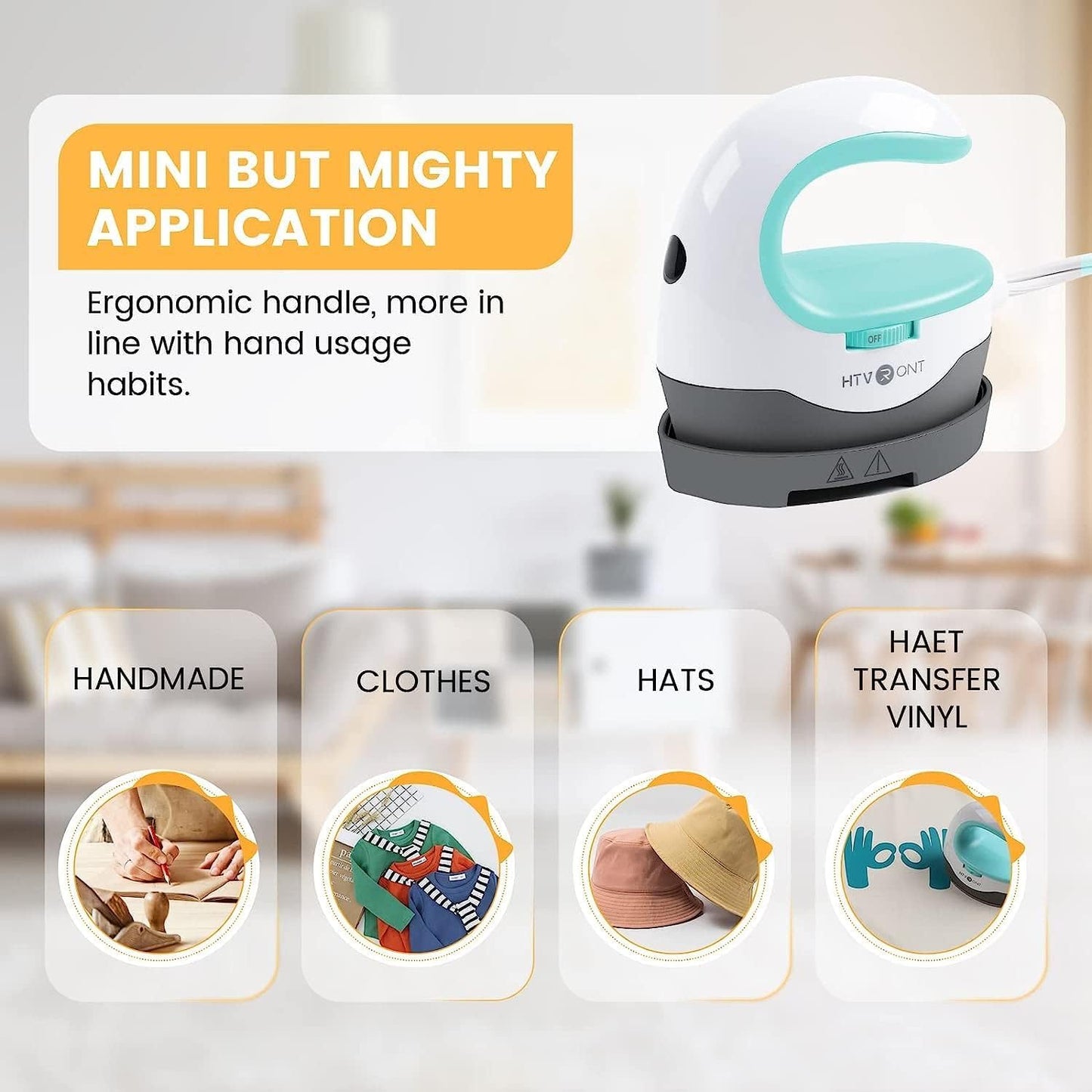 HTVRONT Mini Heat Press Machine, Small Heat Press Portable Iron Press Machine for T Shirts, Hats, Heating Transfer Projects (Bubble Blue)