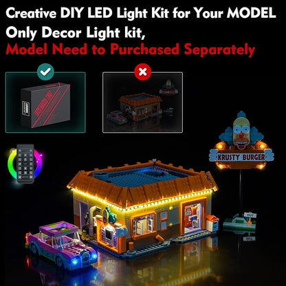 Light kit Compatible with Lego 10352 The Simpsons: Krusty Burger - No Model Only Light LED Lighting Accessories Compatible with Lego 10352 Krusty's Burger Joint (RC Version)