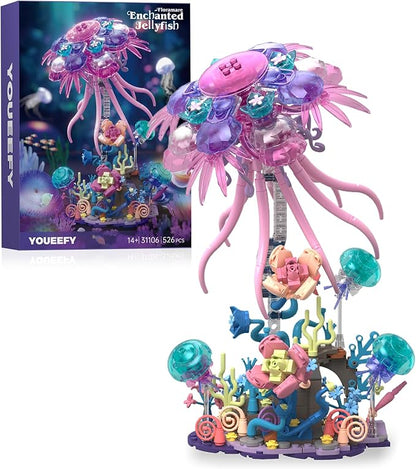 Enchanted Jellyfish Building Kit with Halloween &amp Christmas Festive Vibes 526 Pcs Underwater Creature Building Blocks Set (presale)