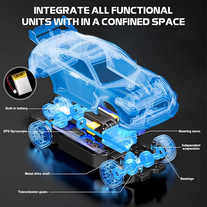 1/43 Scale RC Drift Car Mini GTR35 RC Model Car 2.4GHz 4WD RC Alloy Vehicles with Gyro &amp LED Lights for Adults Hobby Toys (Gray)