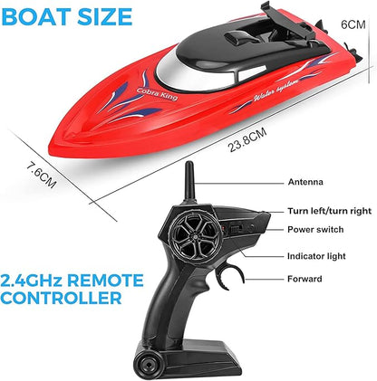 2PACK RC BoatRemote Control Boats for Kids and Adults10km/H 2.4G High Speed Remote Control BoatFast RC Boats for Pools and Lakes with 4 Rechargeable Battery.(Blue+Red)