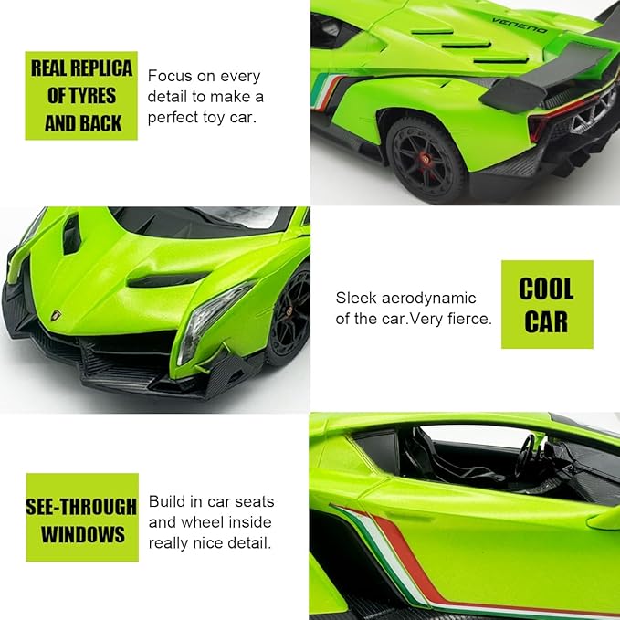 QUN XING Remote Control RC CAR Racing Cars Lambo Officially Licensed 1:24 Toy RC Cars Model Vehicle for Boys 5678 Years Old Green