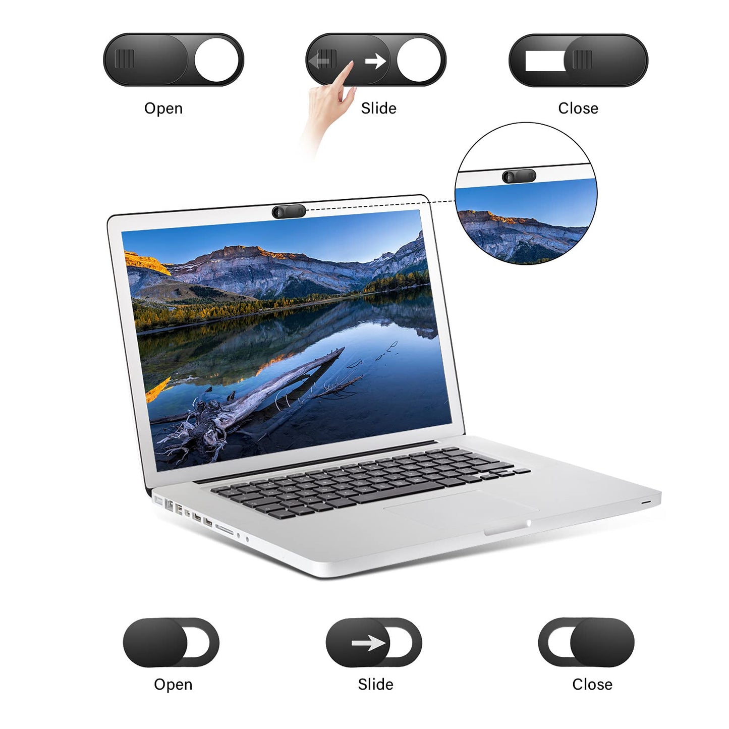 ZUCUCUC Laptop Camera Cover Slide, Phone Camera Cover Slide, 6 Pack Ultra Thin Webcam Cover Slide for Laptop, Desktop, PC, Tablet, Smartphone, Protect Your Privacy and Security(Black)