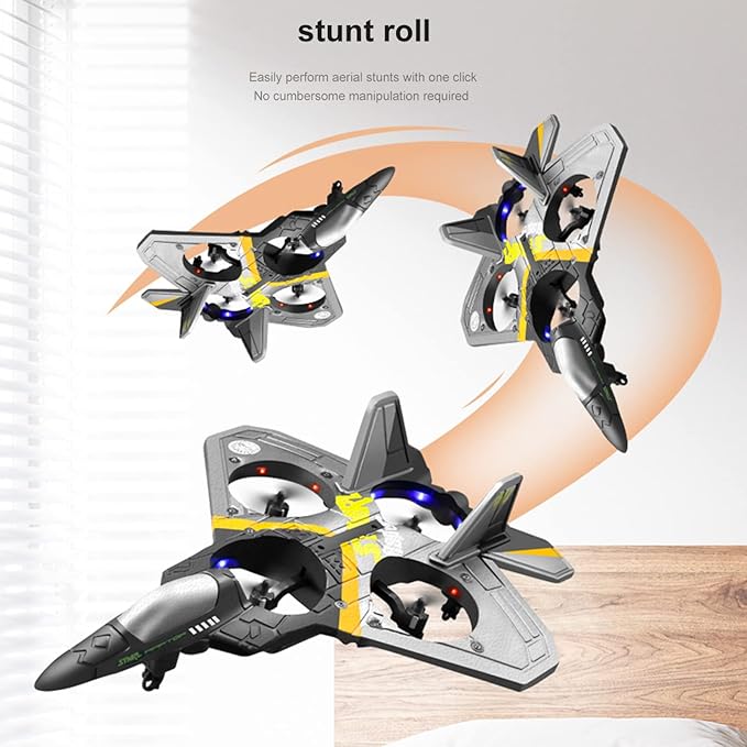 GoolRC V17 Remote Control Plane 2.4Ghz Foam RC Airplanes Jet Fighter Stunt RC Airplane with Spinning DroneGravity SensingStunt RollCool Light2 Battery forTeens Adults