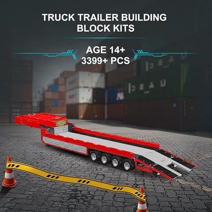 Mould King Trailer Truck Technique Building Blocks Kits MOC 19015T Truck Model Set to Build Gift for Age 14+/Adults Collections Enthusiasts(3399 Pieces with Motor/RC)