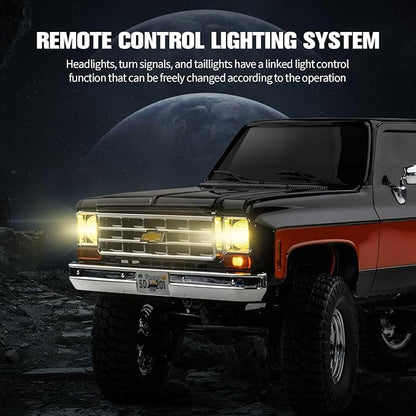 FCX18 FMS 1/18 Chevrolet K10 RC Truck Officially Licensed 4WD RC Crawler 2 Speeds Switch with LED Lights Off-Road RC Model for Adults (Black)