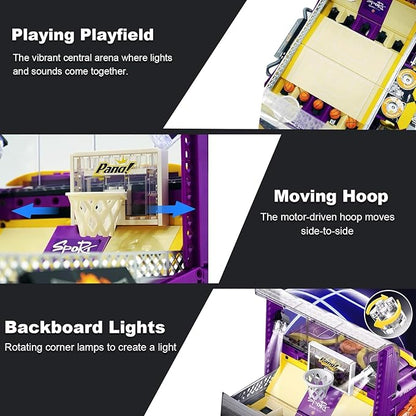 Basketball Arcade Pinball Machine Building Blocks Set for Adults Motorized Tabletop Basketball Board Game with Lights &amp Music STEM Toys Gift Ideas for Sport Lovers