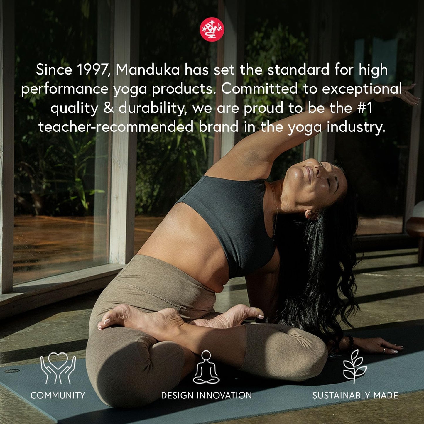Manduka Foam Yoga Block - Recycled EVA Foam Block with Ergonomic Support, Yoga Equipment, Home Gym Accessory, & Pilates Tool, Lightweight for Travel, High Density, Comfortable Edges