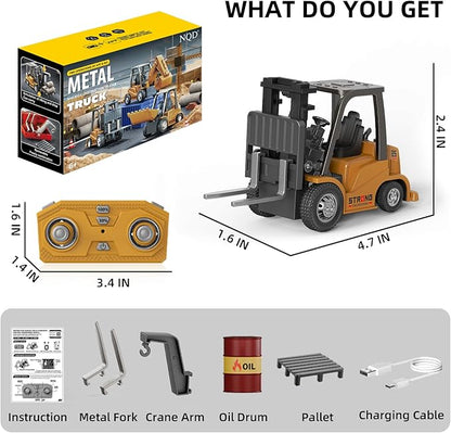 Mini RC Forklift Toy 1/64 Forklift Truck Rechargeable App &amp Remote Control 2 in 1 Transformable Lift Fork &amp Hook RC Construction Vehicles Birthday Gifts for Adults Kids Boys Girls Age 6+