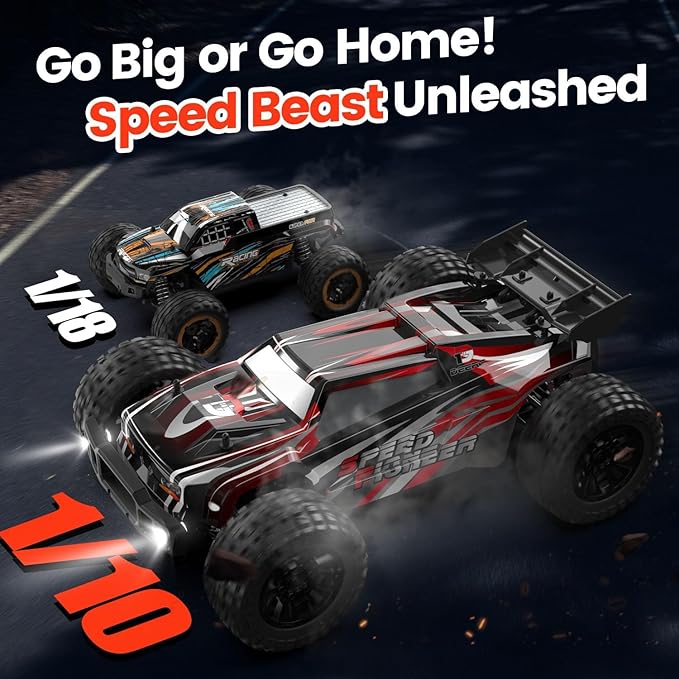 DEERC 9206E DIY Extra Shell 1:10 Scale Large RC Cars48+ KM/H Hobby Grade High Speed Remote Control Car for Adults BoysAll Terrain 4WD 2.4GHz Off Road Monster RC Truck with 2 Battery for 40+ Min Play