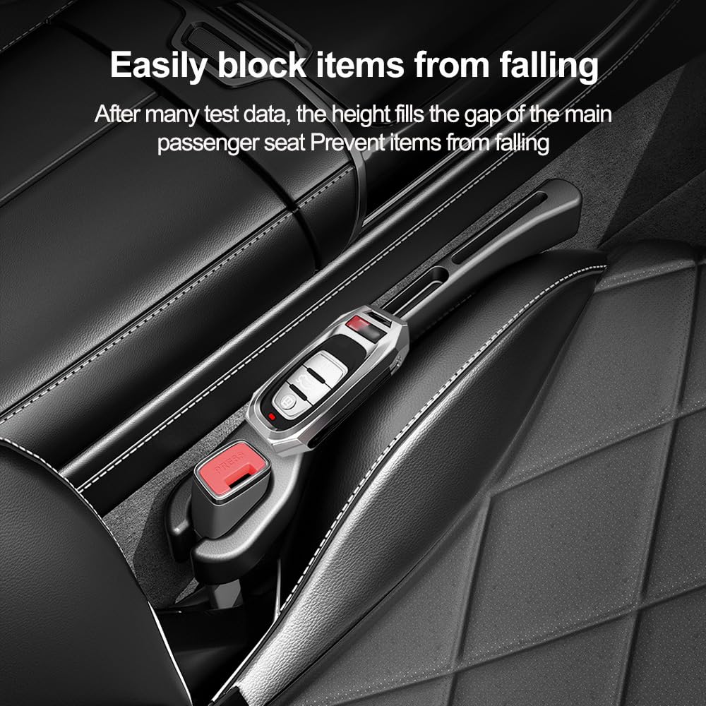 SSNNUU 2PCS Car Seat Gap Filler Organizer with Phone Holder,[Upgrade Version] Car Seat Gap Organizer for Prevent Falling,Essential Car Accessories Car Side Seat Gap Filler (Beige)